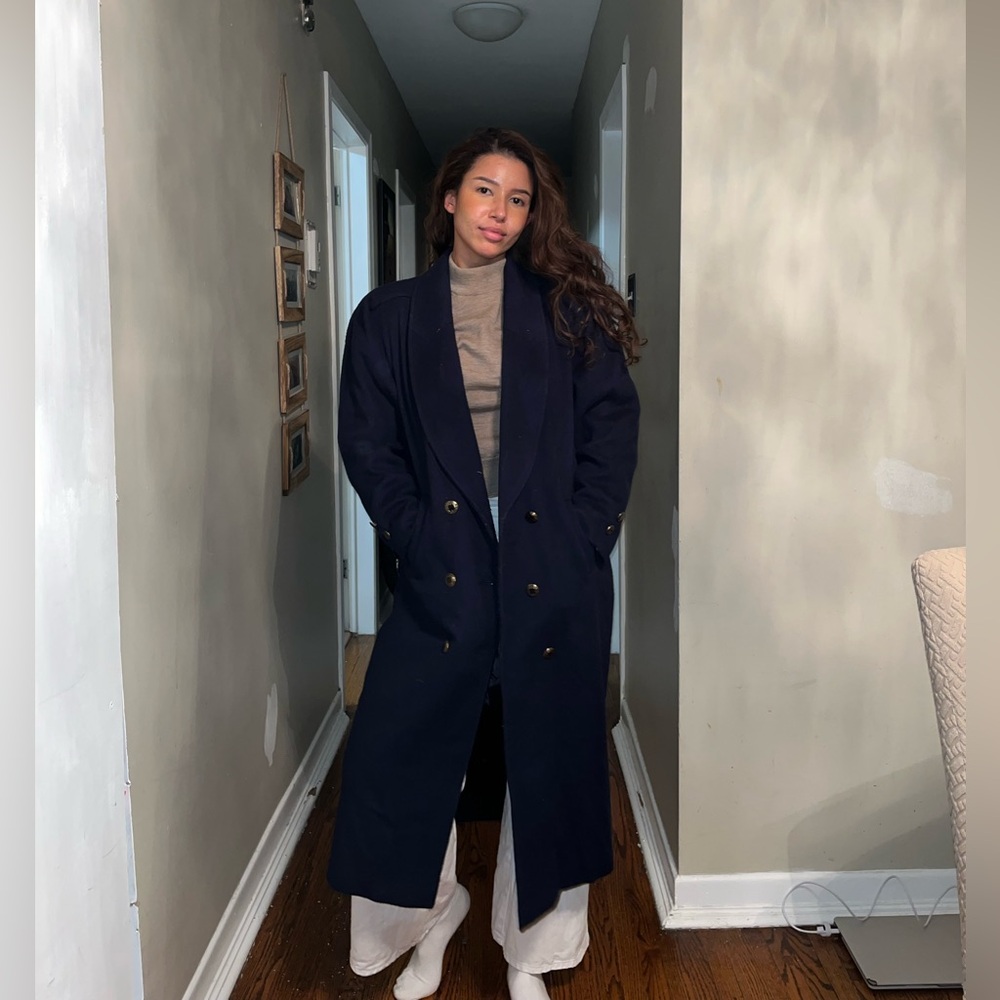 Vintage Navy Double-Breasted Coat by Jeremy Scott